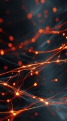 Interconnected Orange Nodes on a Dark Background