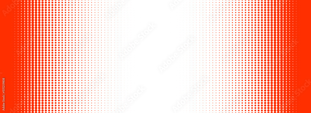 Poster red halftone gradient texture. vanishing cartoon polka dot background. repeated dotted gradation pat
