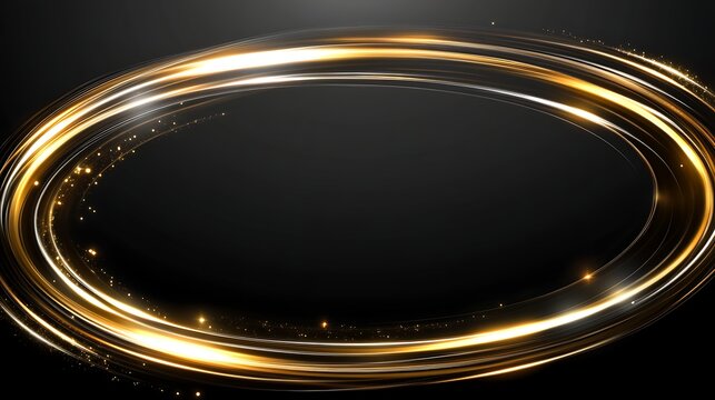 Oval frame with golden light streaks