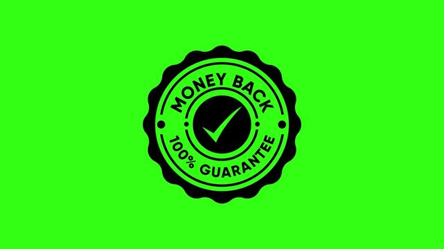 Green Screen 100 Percent Money Back Guarantee Checkmark Badge
