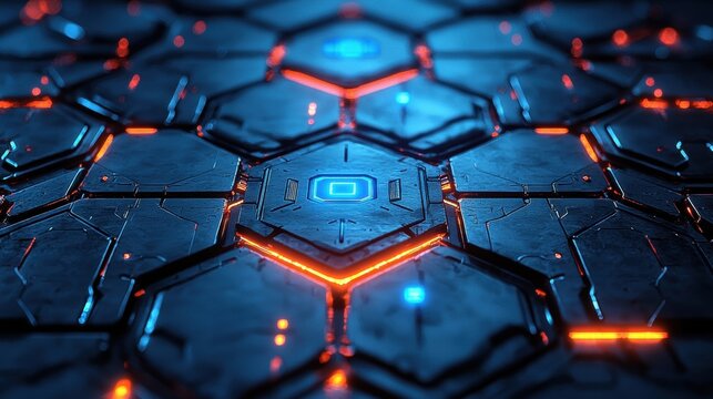 Hexagonal Grid with Illuminated Nodes and Connectors