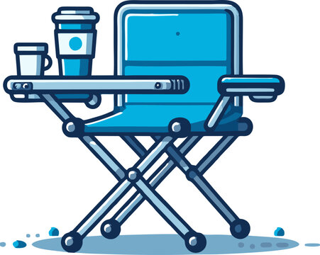 blue chair with coffee, minimalist style clip art preview