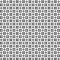 Black and white vector seamless pattern with small diamonds , star shapes ,rhombuses .Abstract black and white geometric texture .Simple minimal wide repeat background .