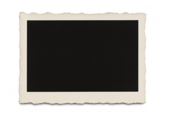 Blank vintage photo frame with ragged edges isolated on transparent background, creating a nostalgic and customizable design element