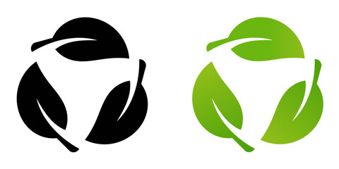 Recycling triangle symbol with leaf element