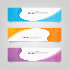 Abstract wavy geometric banner. Trendy gradient shapes composition. Modern vector design illustration