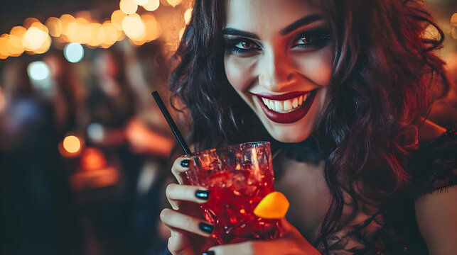 Halloween Woman with Drink