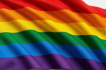 Vibrant multicolored fabric with rainbow stripes in textured wave pattern