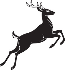 Obraz premium Leaping Deer in Mid Air Captured in Flat Black Silhouette