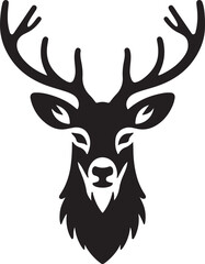 Serene Deer Head in Black Silhouette with Elegant Features