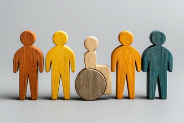 Diverse wooden figures representing inclusion and accessibility