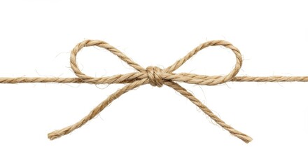 Isolated Minimalist Rope Bow Knot Tie in Brown Color on White Backdrop