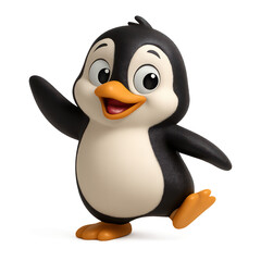 Obraz premium PNG Cheerful animated penguin character