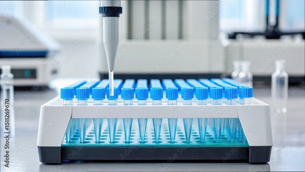 Poster Advanced Lab Bench Scene with Pipette and Chemical Analyzation Process