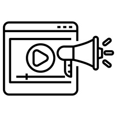 Vector of video and megaphone with linear style suitable for video marketing icon