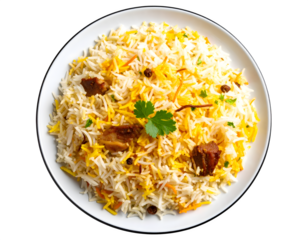  traditional Pakistani biryani plate, top view