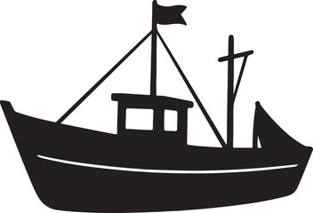 fishing boat silhouette design icon, symbol vector illustration