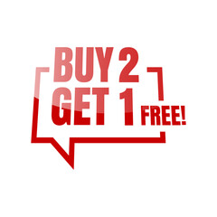 Buy 2 Get 1 Free Offer Label - Bold Red Speech Bubble Design