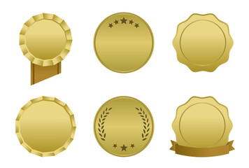 ランキング用フレームデザインセット(1位 金銀銅 メダル 月桂樹 ベクターイラスト 編集可能 背景透過PNG 冠 ゴールド アイコン リボン 賞)