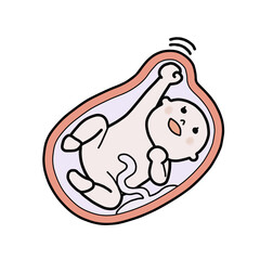 母親の胎内にいる赤ちゃんのイラスト（パンチ）