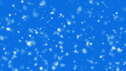Soft white particles floating on bright blue background, abstract atmospheric or airy cloud effect in motion, ideal for weather, sky or calm nature visuals.