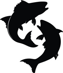 jumping fish vector icon 