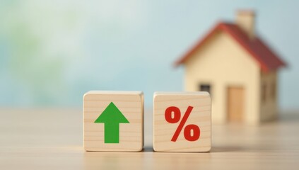 Rising House Prices and Mortgage Rates Concept. Ideal for illustrating articles on the real estate market outlook, mortgage rate fluctuations