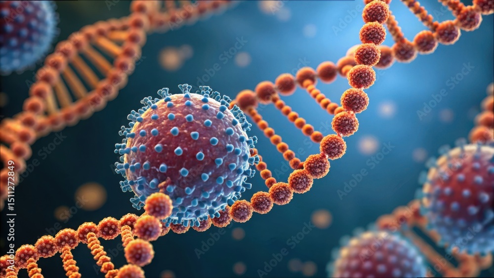Aufkleber detailed view of lipid nanoparticles binding with dna structure