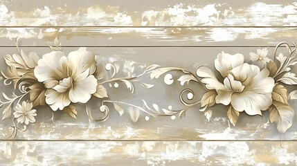 Beige floral decorative panel