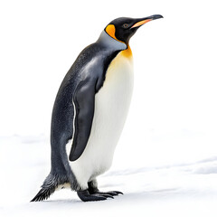 Fototapeta premium A full-body emperor penguin standing upright with a clean, smooth appearance and detailed feathers.