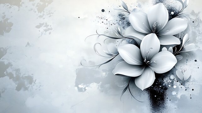 Elegant white flowers on a light gray background