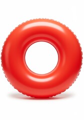 Red Inflatable Float Ring For Pool Swimming on White Background