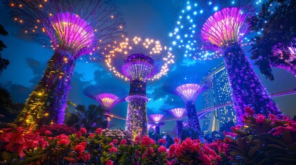 A futuristic view of Marina Bay Sands and Gardens