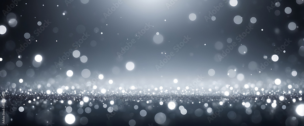 Poster modern blue abstract background with glowing bokeh lights, soft blur texture, elegant design pattern