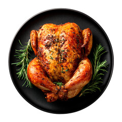 roasted chicken on a plate top view