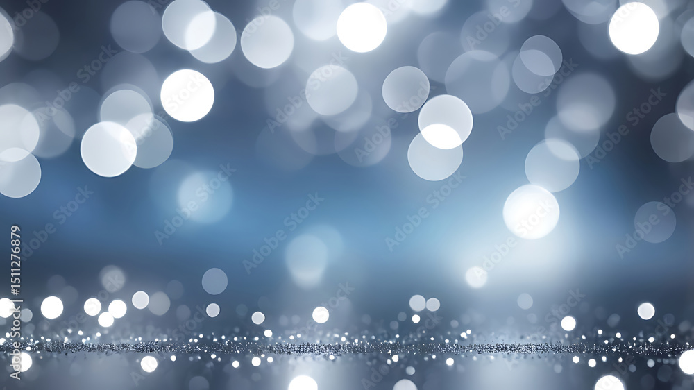Poster modern blue abstract background with glowing bokeh lights, soft blur texture, elegant design pattern