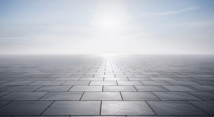 Fototapeta premium Empty concrete pavement expanse with daylight