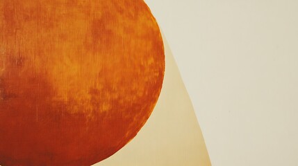 Abstract orange circle on cream background