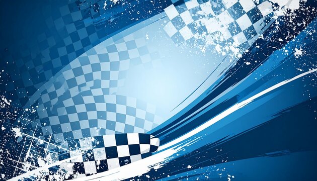 Abstract blue racing checkered flag background - perfect for editorial use