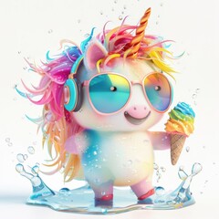 This happy unicorn illustrates the fun side of taking a break, with dessert and music in perfect sync.