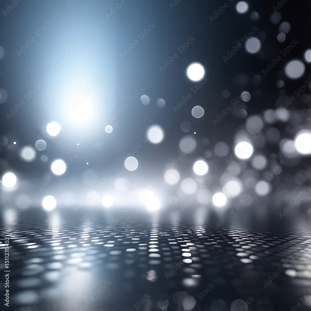 Poster modern blue abstract background with glowing bokeh lights, soft blur texture, elegant design pattern