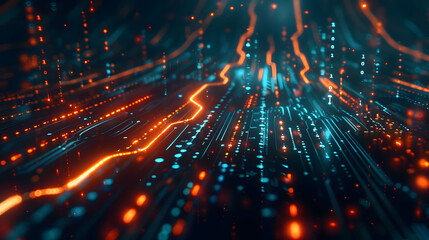 Obraz premium Abstract Digital Wave Background Futuristic Data Stream Lines