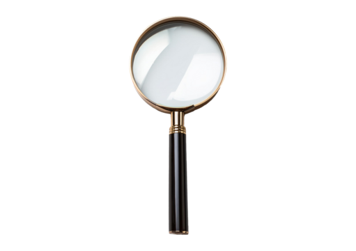 View from above no perspective of a modern magnifying glass on transparent or white background