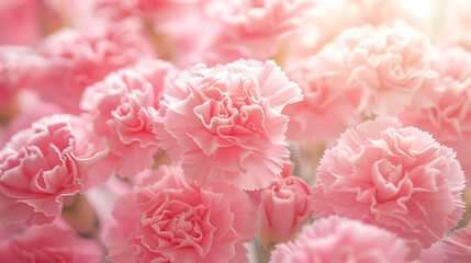 Blushing Pink Carnations &ndash; Soft Light Floral Print.Created by AI.