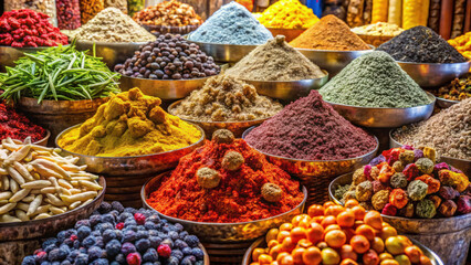Fototapeta premium Traditional Spices and Dry Fruits in Local Bazaar