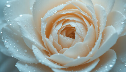 Close-Up of Dew-Kissed Creamy White Flower Petals