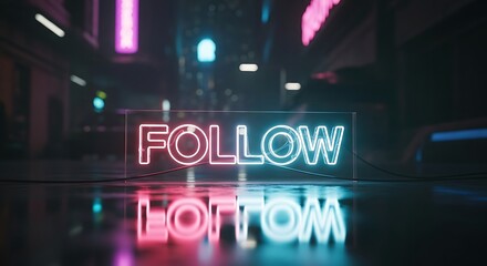 Follow Neon Sign in Urban Setting