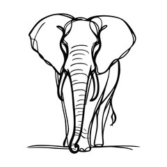 Thin Line Elephant Head Logo – Abstract Wildlife Graphic Symbol