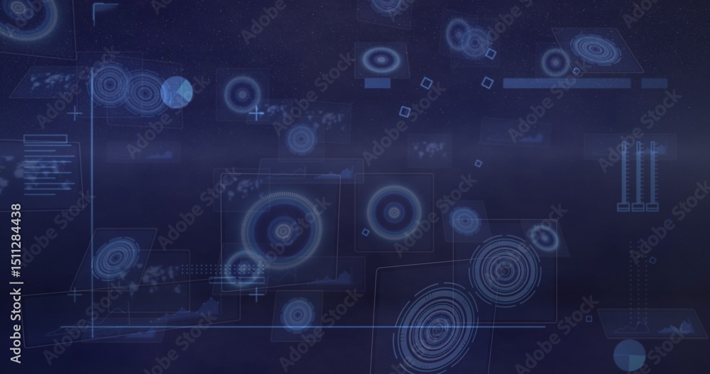 Poster image of data processing and scope scanning on black background