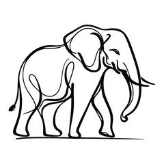 Thin Line Elephant Head Logo – Abstract Wildlife Graphic Symbol